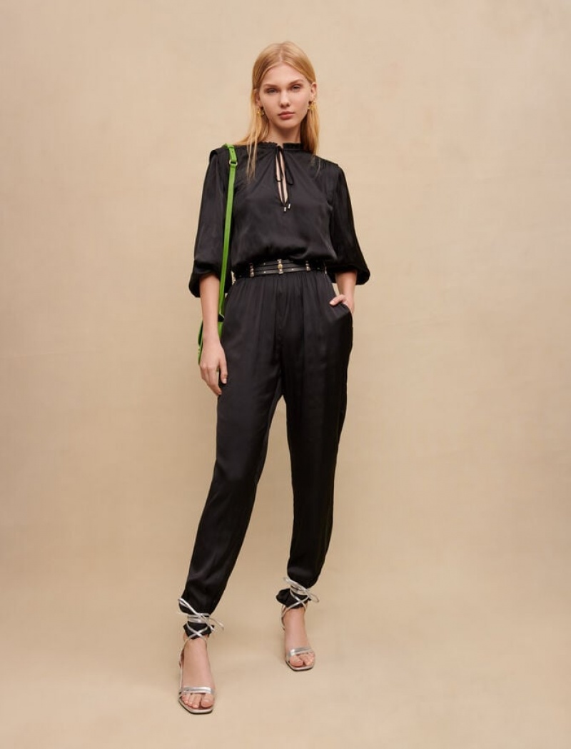 Maje Long Cinched Jumpsuit Dames Zwart | CRYZKVQ-82